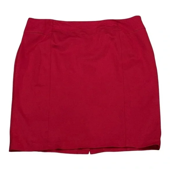 Laura Plus Petites Skirt Womens 20 Petite Red Pencil Lined Stretch Back Zip - Picture 1 of 7